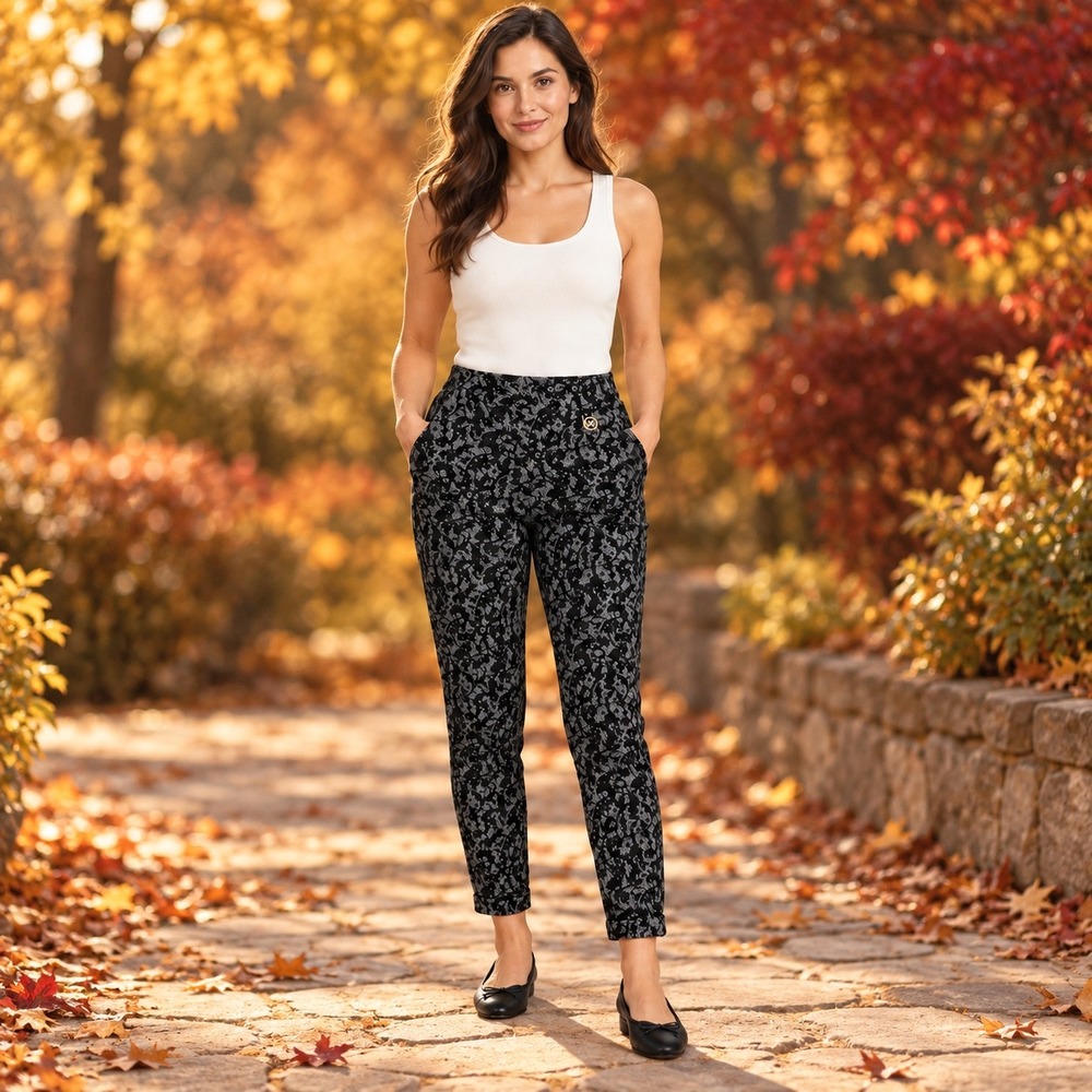 Michael Michael Kors Pants Womens M Black White Floral Lace Ankle QF93BDG5NZ
